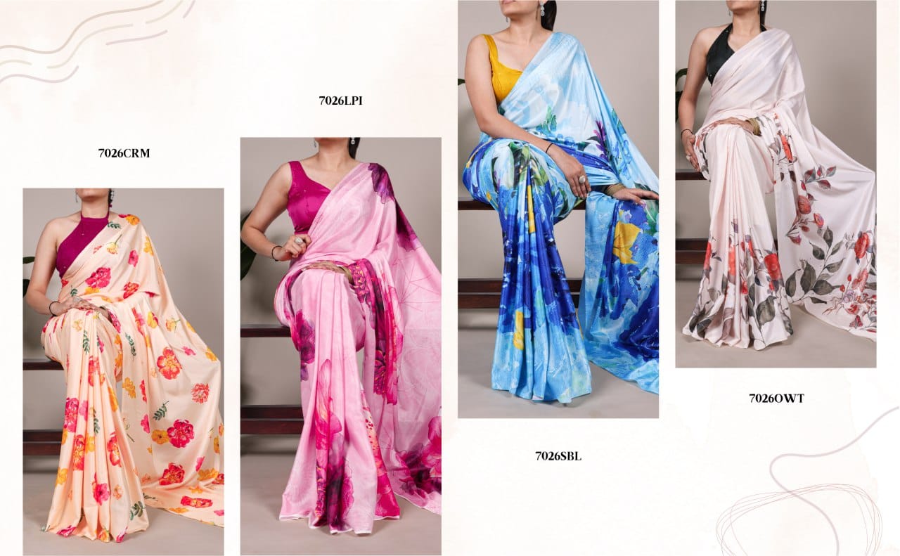 Premium Satin Silk Digital Print Saree