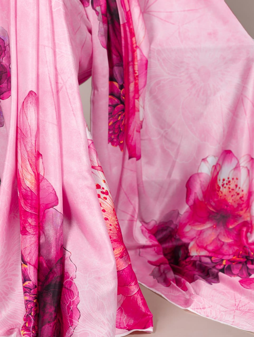 Premium Satin Silk Digital Print Saree