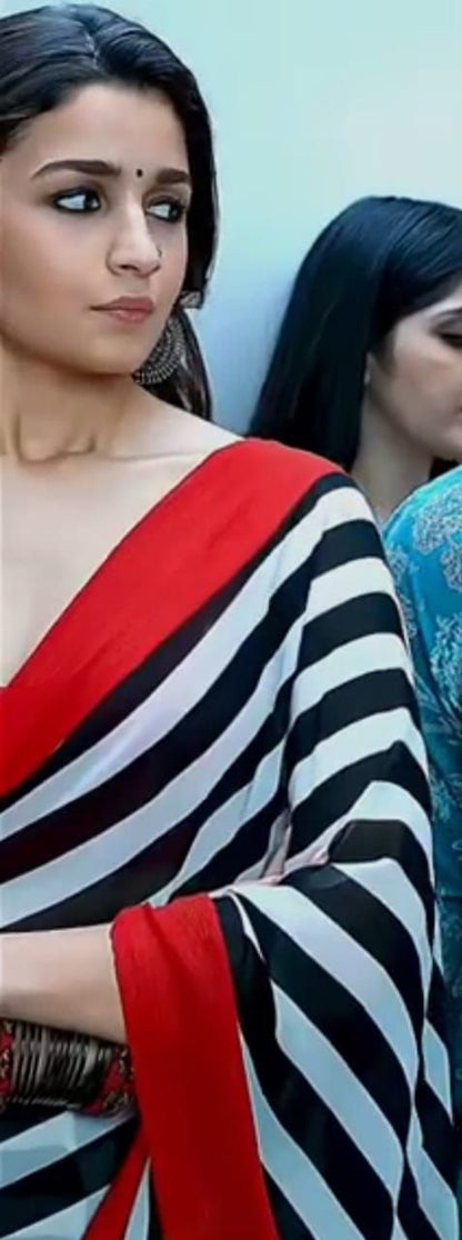 Black and White Lining saree